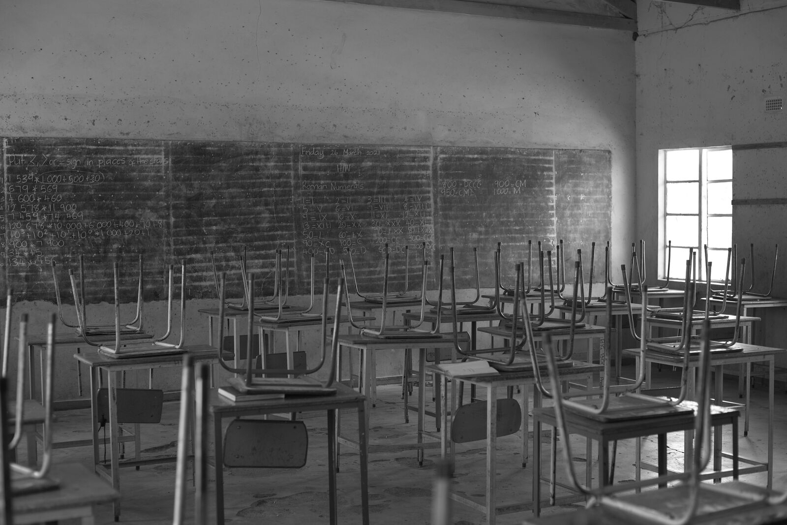 A classroom in coastal Kenya with no grid electricity